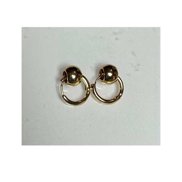 Gold-Plated Hoop Earrings With Detachable Bead Ball Everyday Mini Earrings - Picture 3 of 5